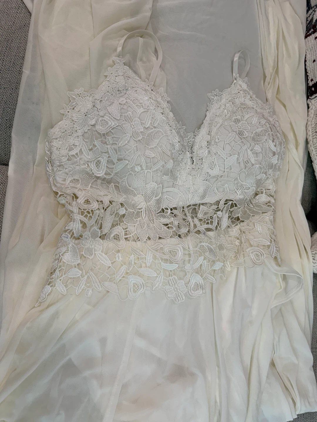 Sexy Sheer White Lace Maxi Dress Body Suit Dress - photo 4