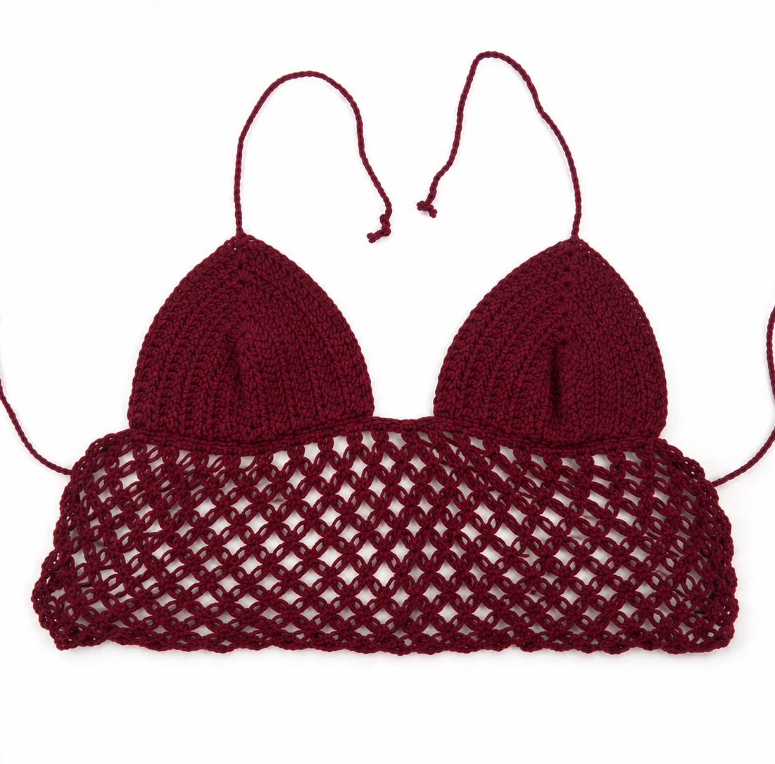 Maroon Crochet Halter Top - photo 2
