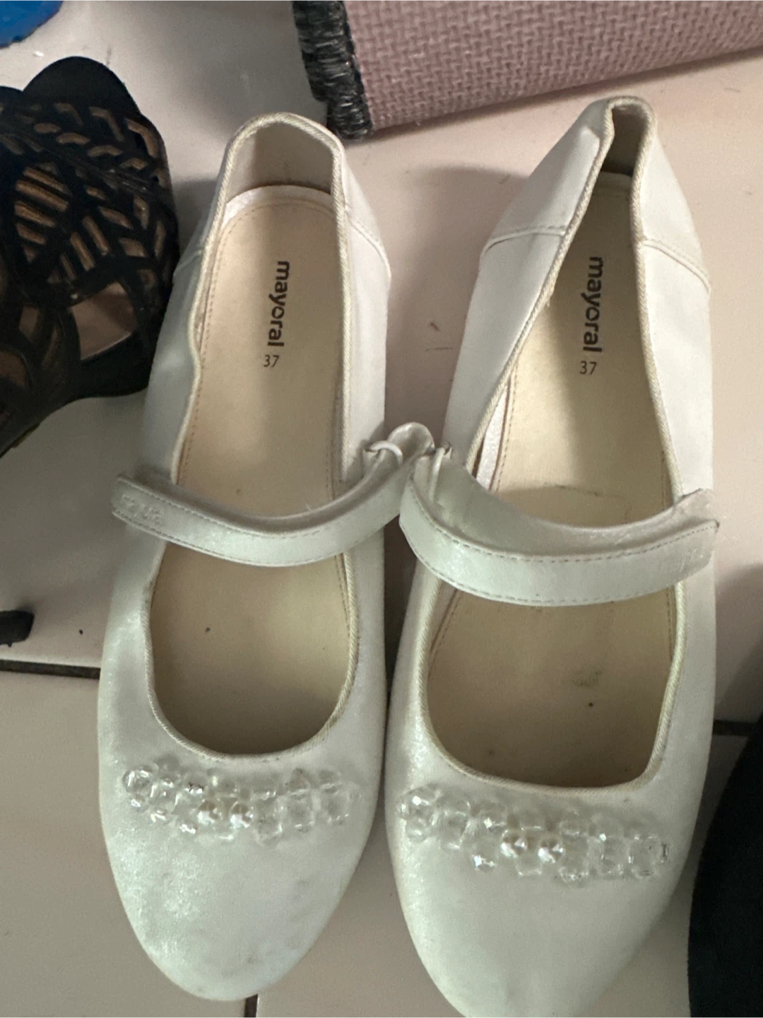 Mayoral White Mary Jane Shoes Size 37