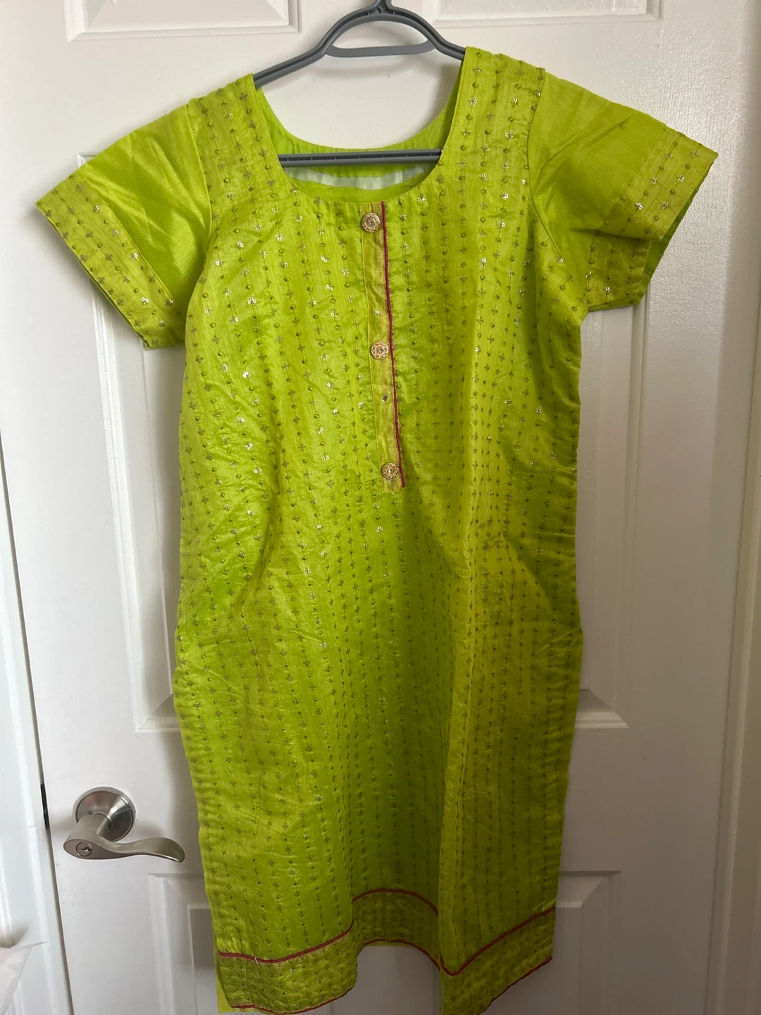 Lime Green Embroidered Kurti and Pants Set