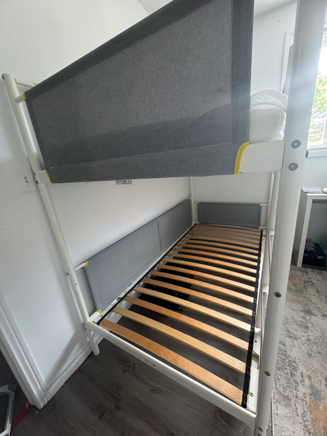 White Metal Bunk Bed with Grey Accents - photo 2