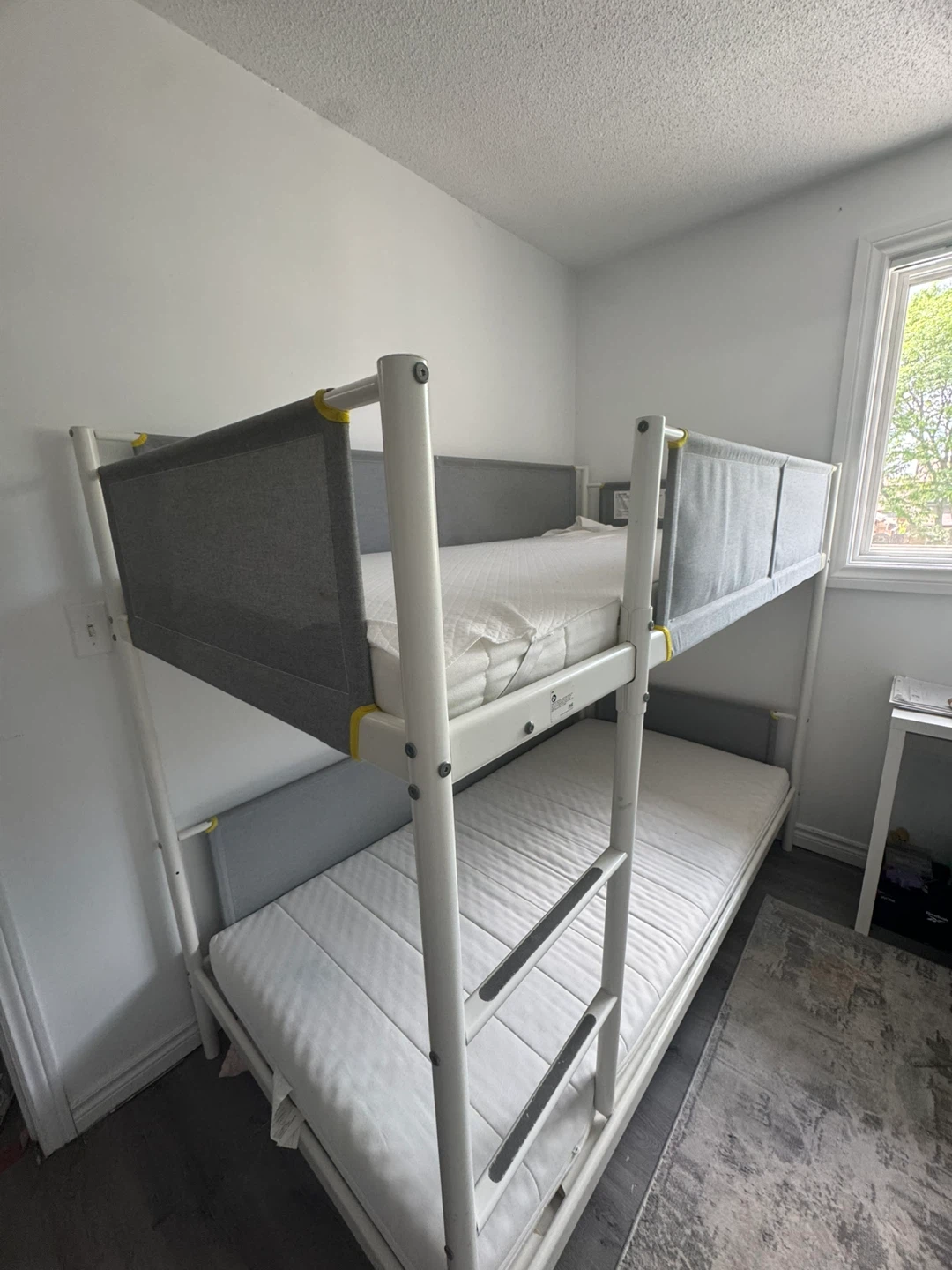 White Metal Bunk Bed with Grey Accents - photo 3