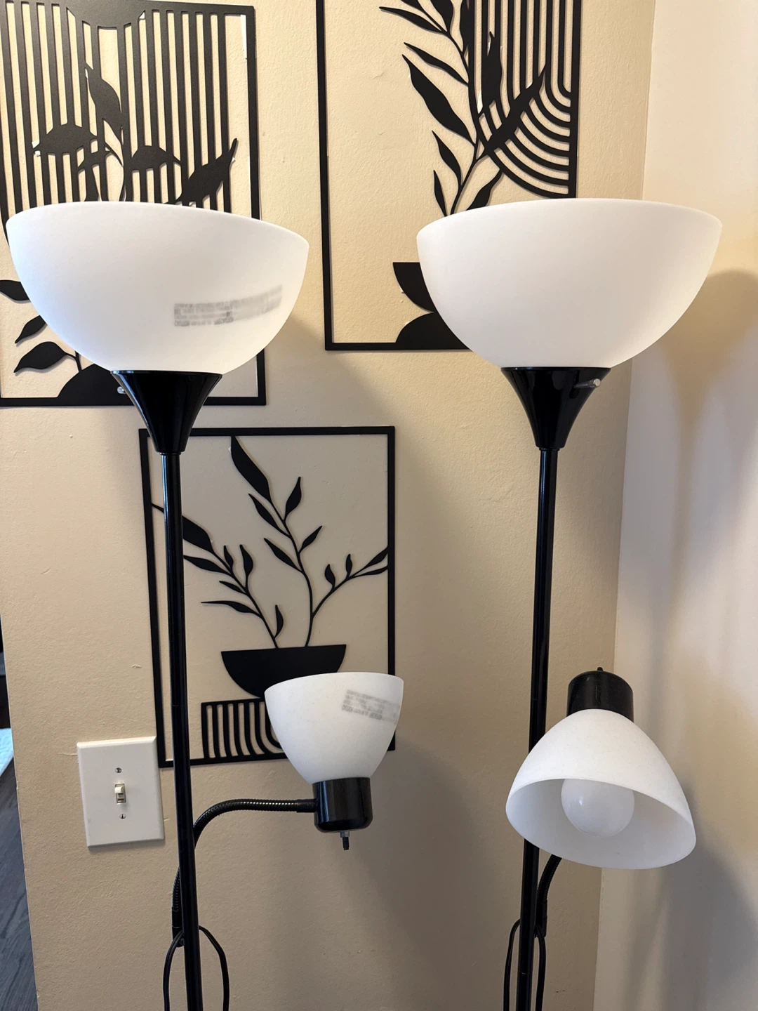 Pair of Black Floor Lamps with Reading Light - photo 2