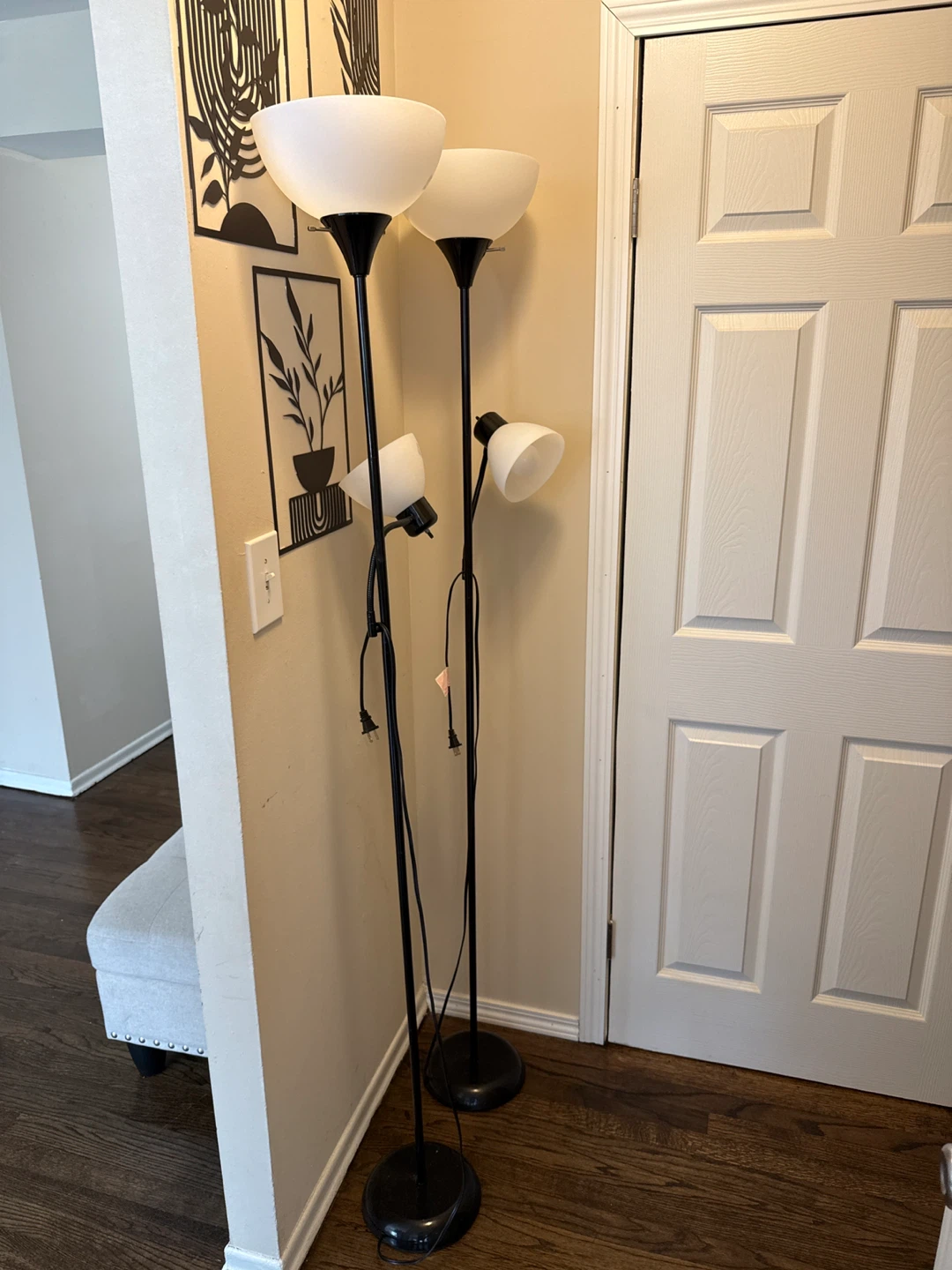 Pair of Black Floor Lamps with Reading Light