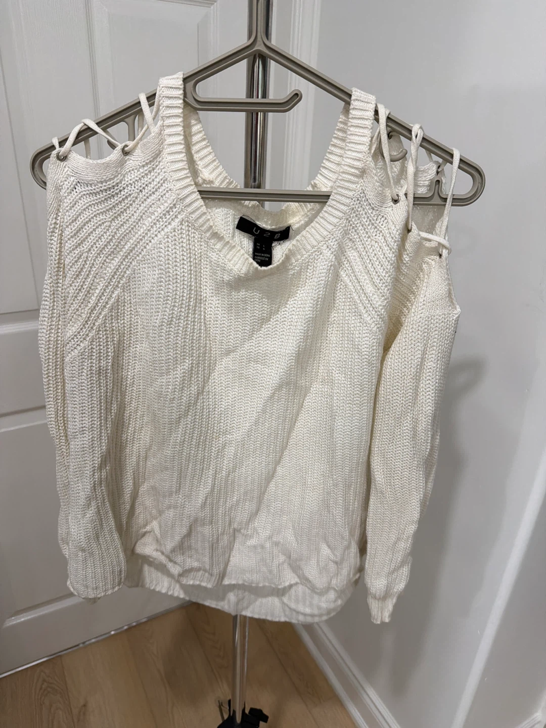 White Cold Shoulder Sweater