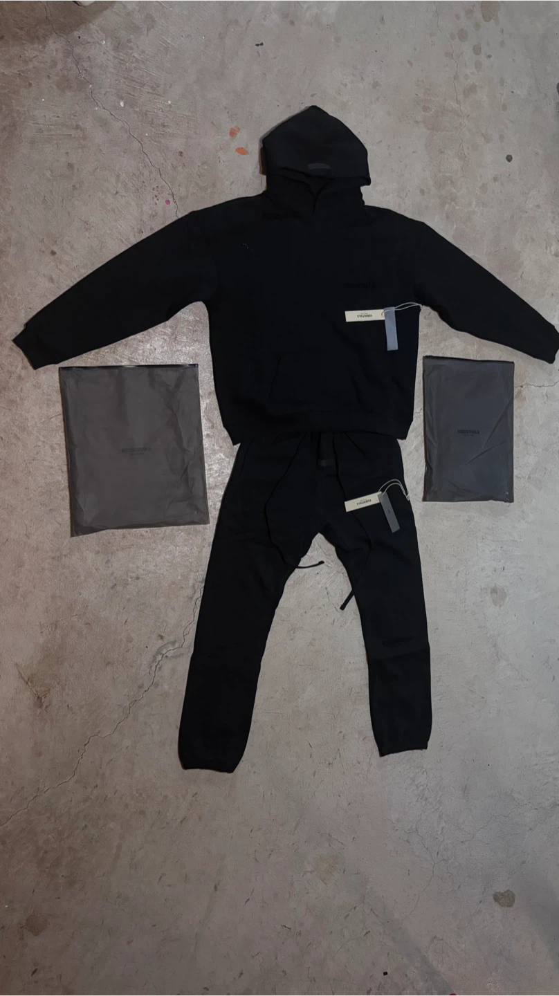 Black Fear of God Essentials Tracksuit