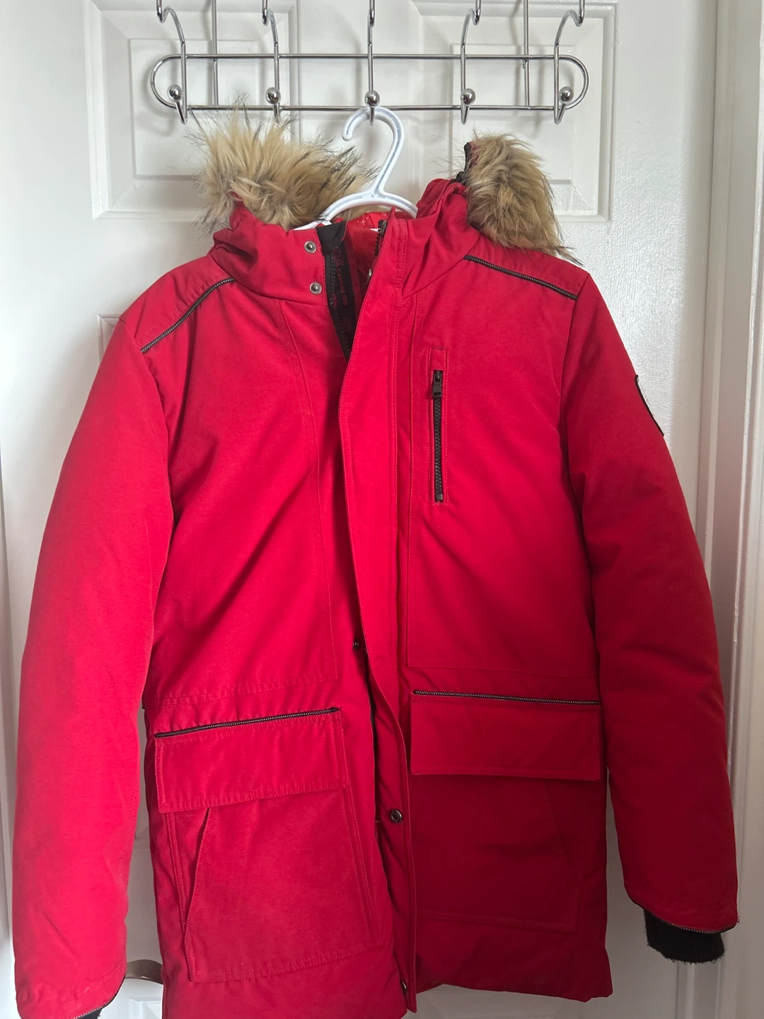 Sears red Winter jacket with Fur Hood