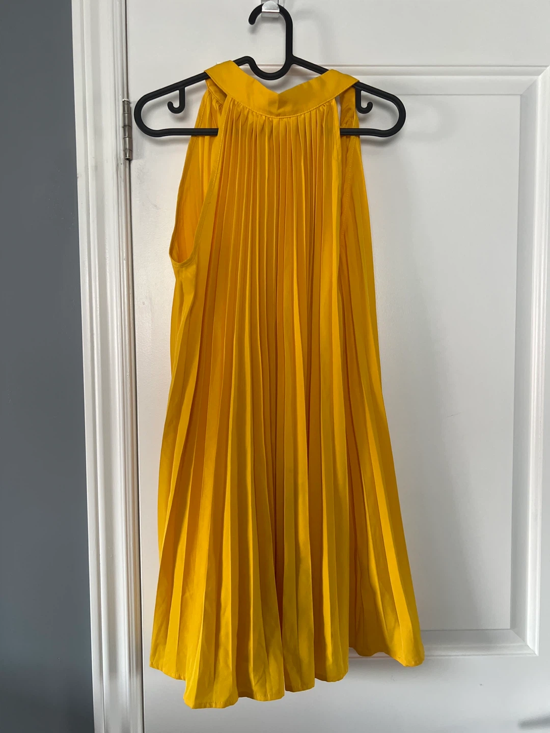 Yellow Halter Neck Pleated Top