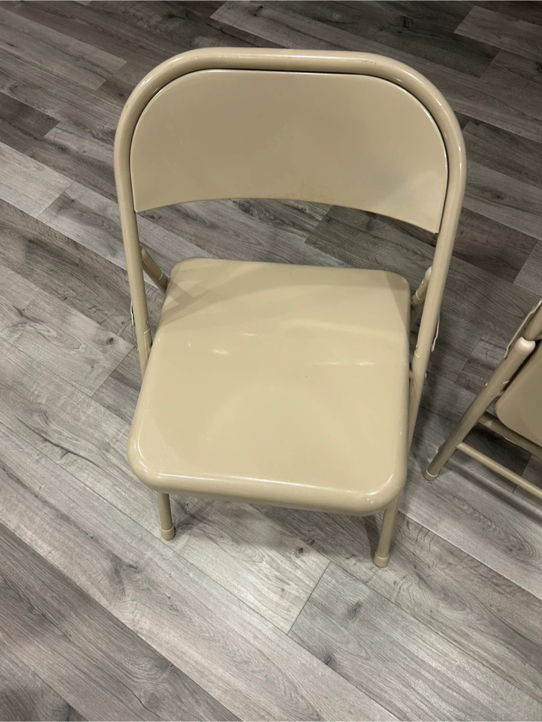Folding Chairs (Set of 3) - Beige Metal - photo 3