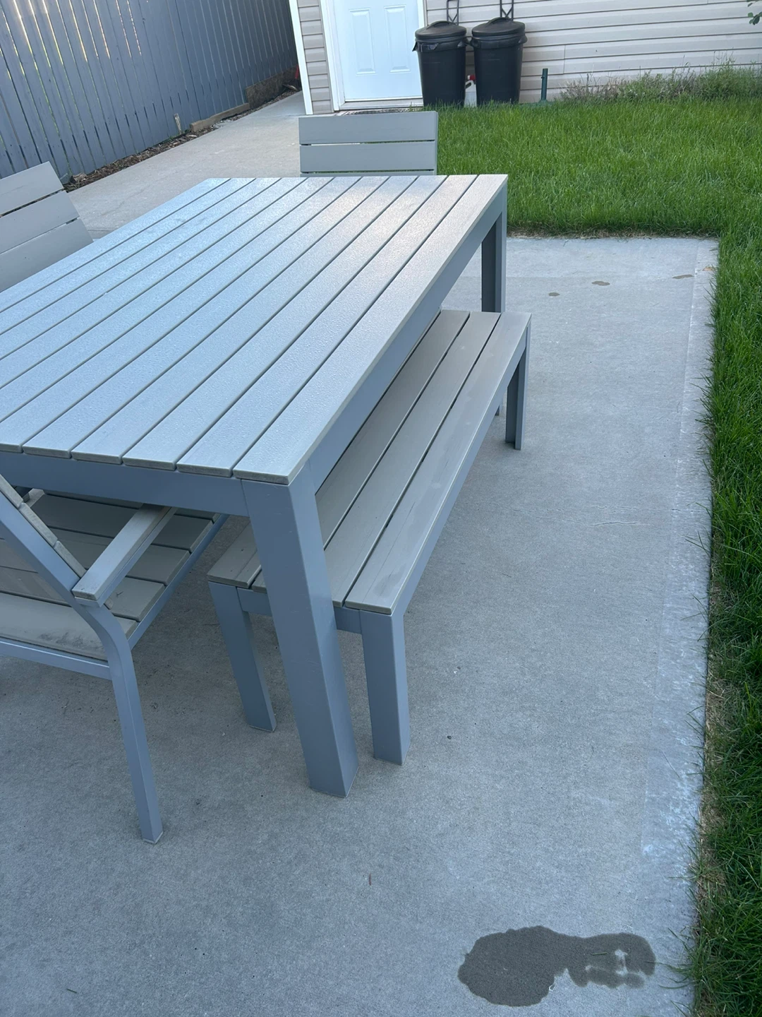 Grey Outdoor Dining Set - Table and Chairs