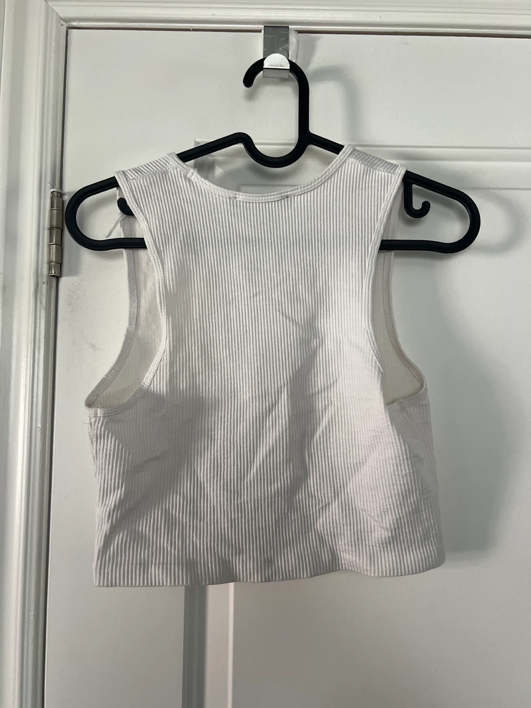 White Zara Ribbed V-Neck Crop Top - photo 2
