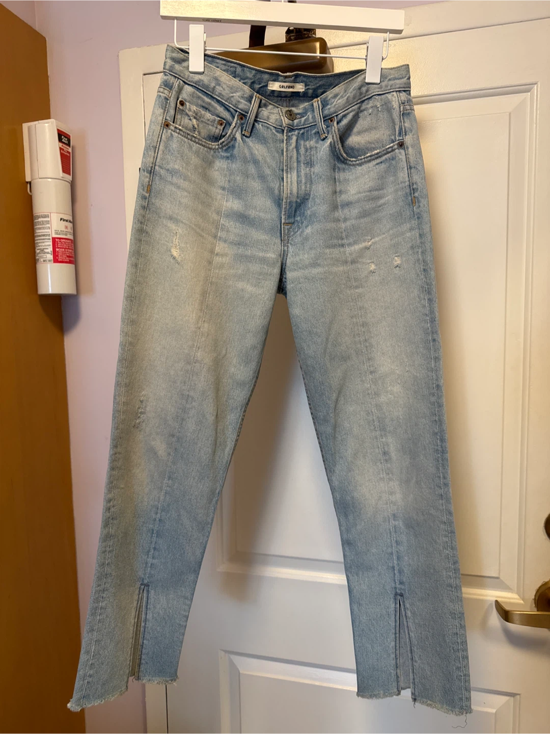 GRLFRND Light Wash Distressed Jeans