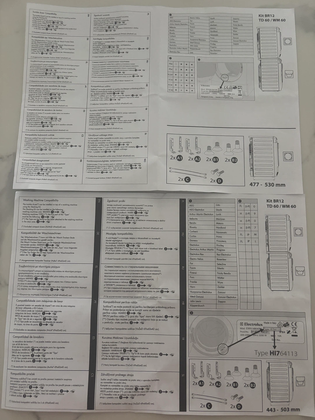New Electrolux Euro Stacking Kit BR12 (TD 54/54 & TD 60/60) - photo 5