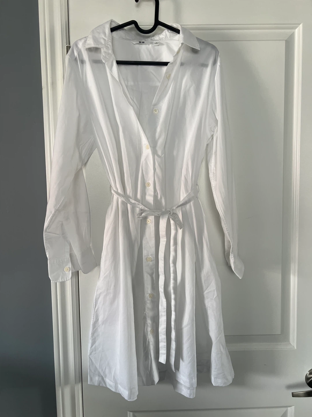 New - UNIQLO White Button-Up Shirt Dress