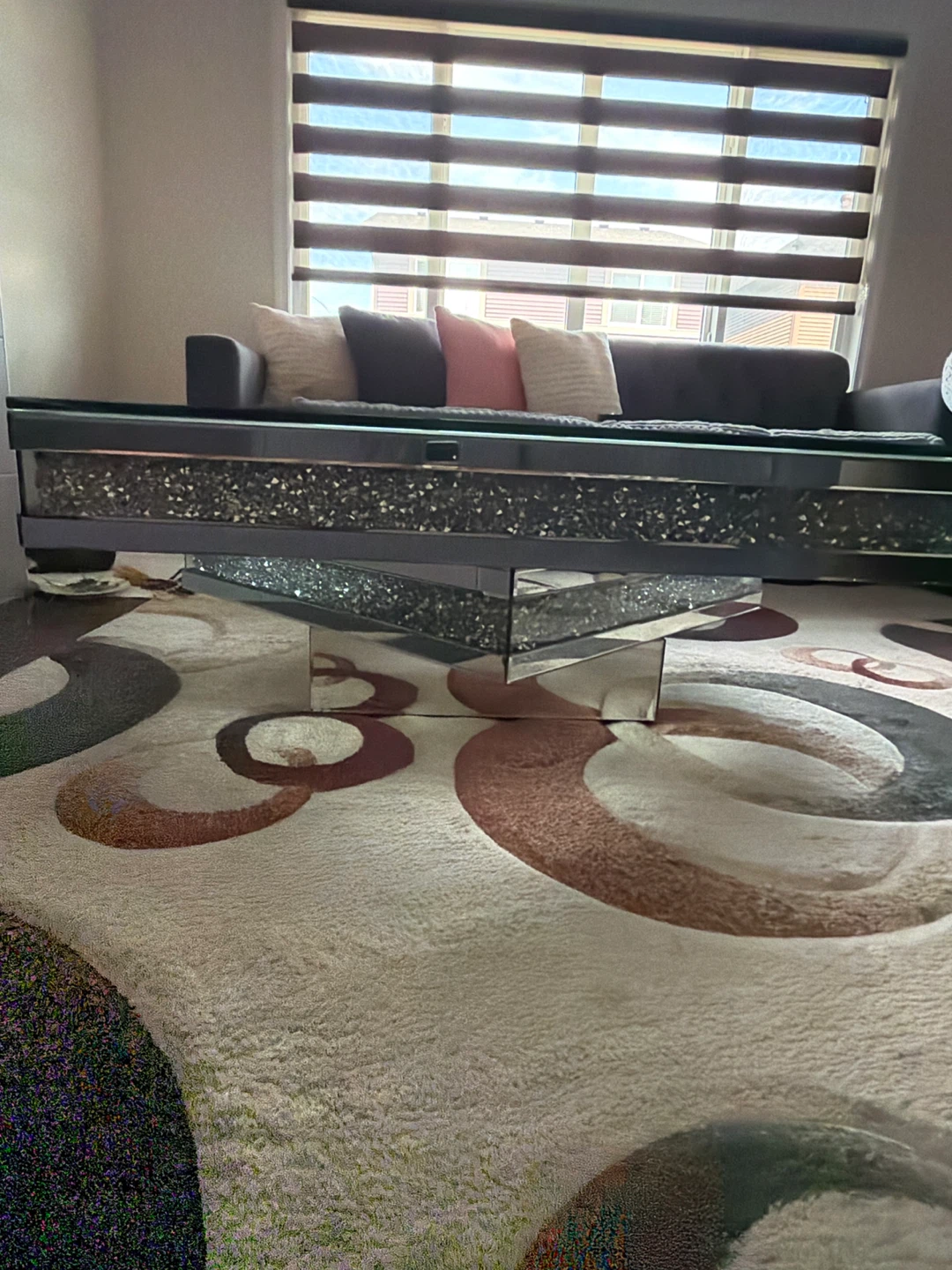 Mirrored Coffee Table with Crushed Crystal Inlay - photo 2