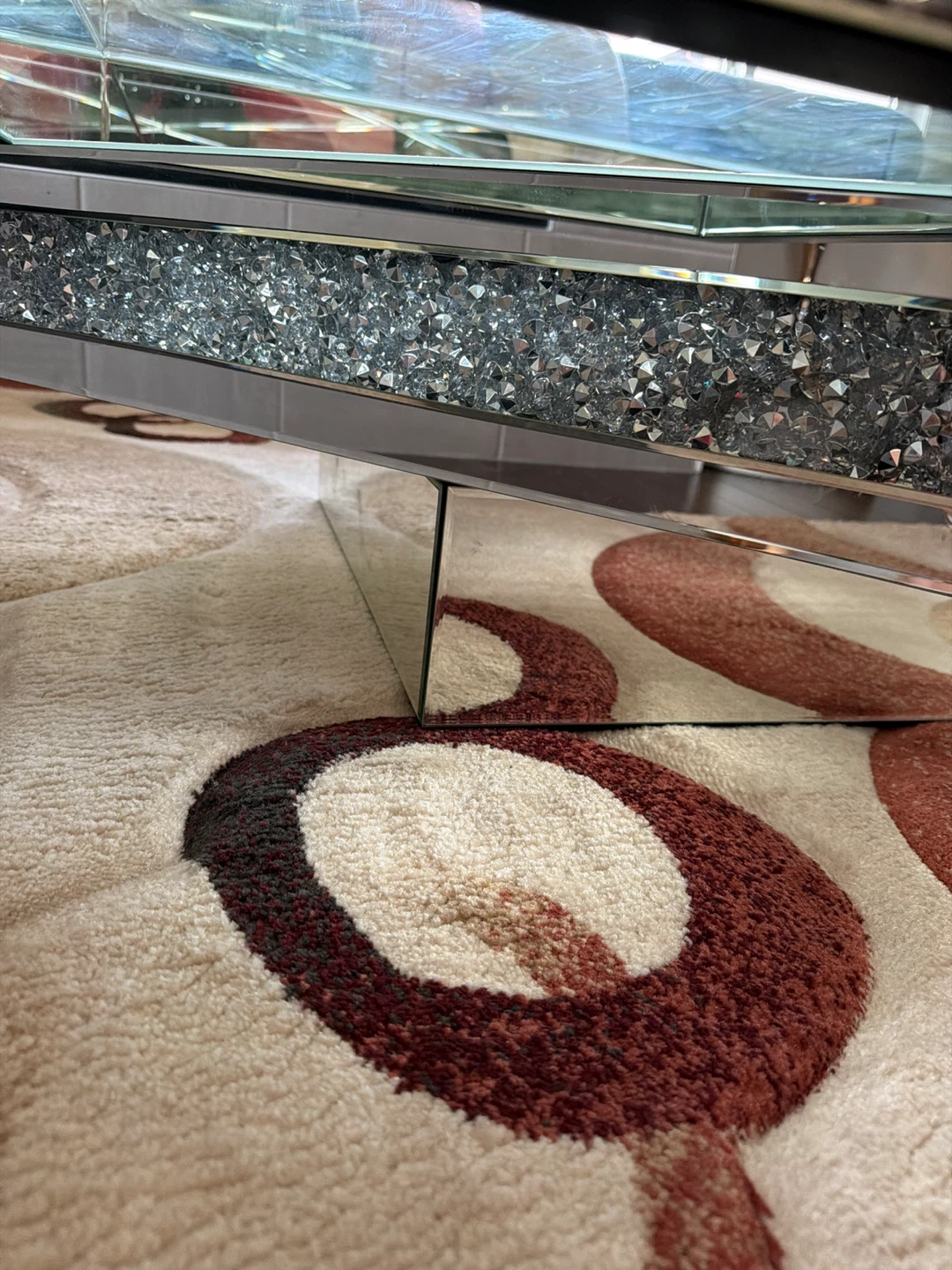 Mirrored Coffee Table with Crushed Crystal Inlay - photo 3