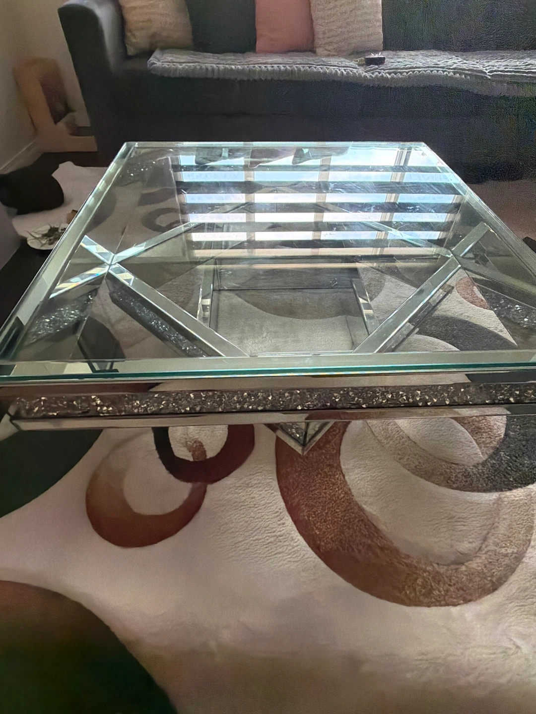 Mirrored Coffee Table with Crushed Crystal Inlay - photo 4