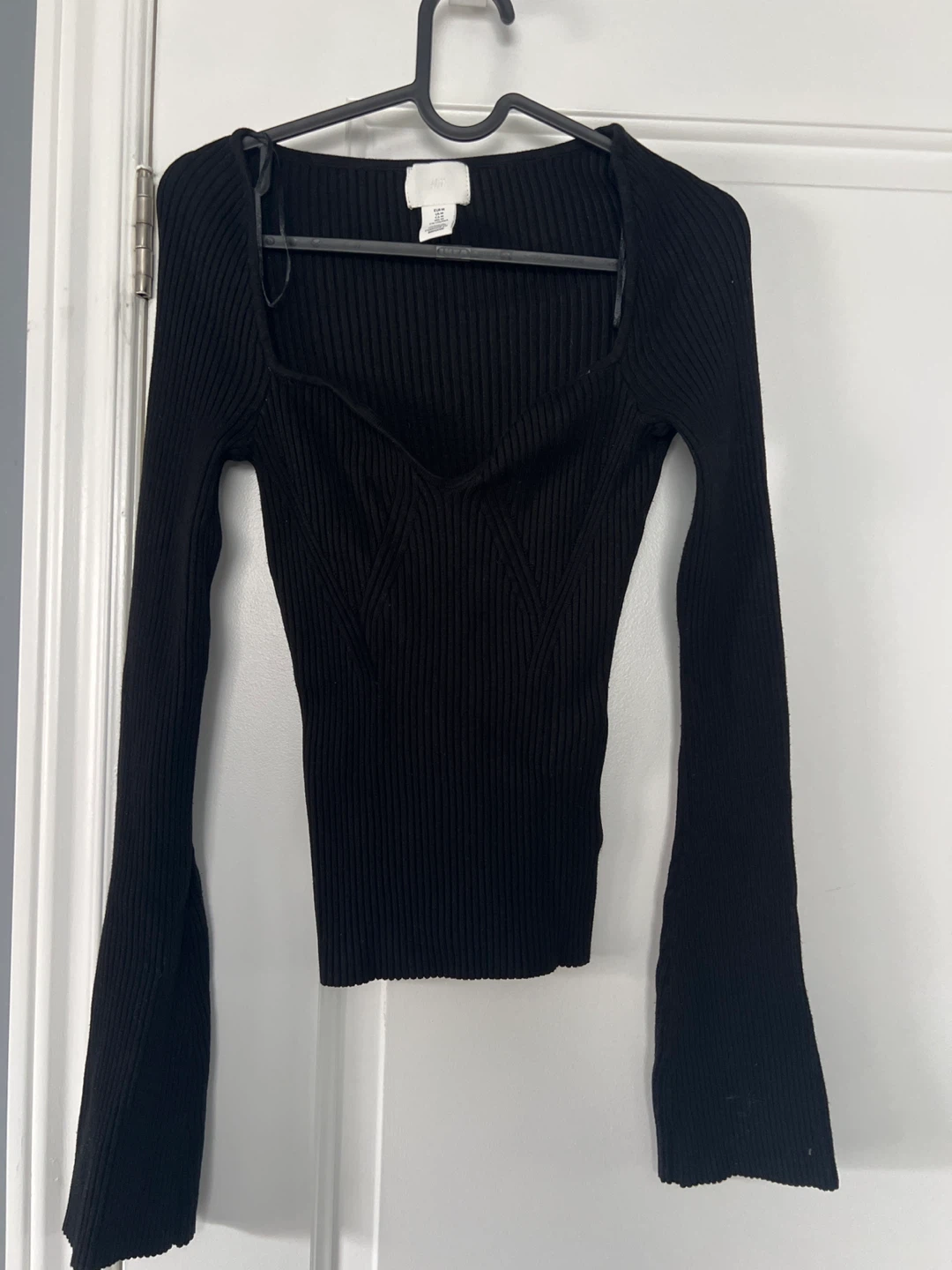 H&M Black Ribbed Square Neck Top - photo 2