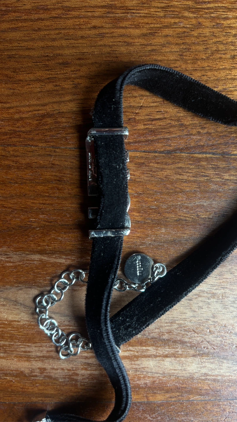 Miu Miu Crystal Logo Velvet Choker - photo 3