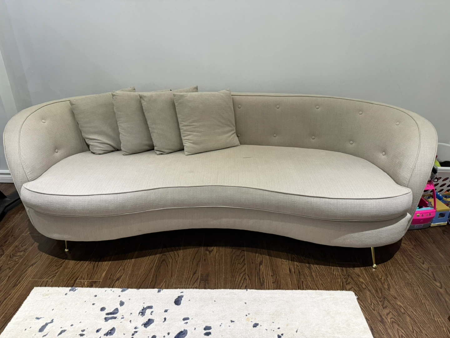 Grey Velvet Tufted Loveseat - photo 2