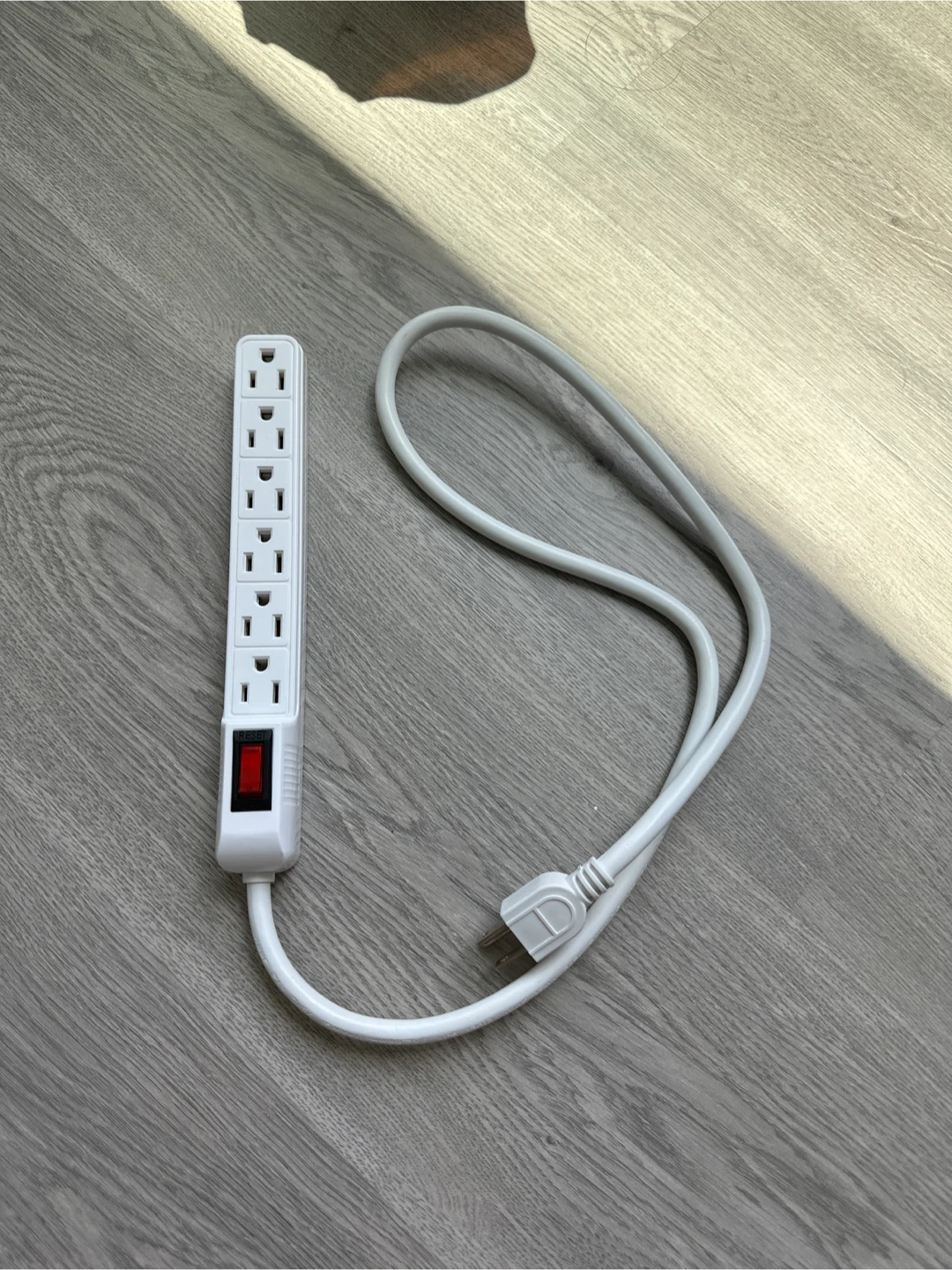 White 6-Outlet Power Strip with On/Off Switch