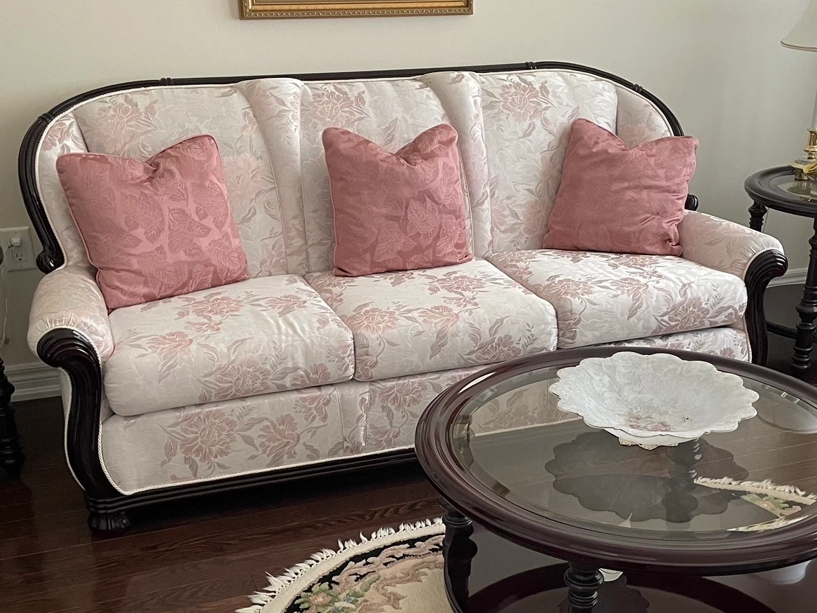 Floral Sofa with Decorative Pillows