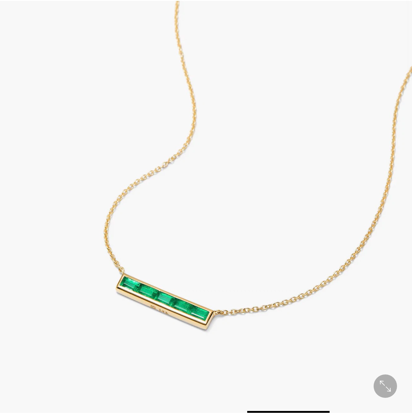 BAGUETTE EMERALD GOLD BAR NECKLACE - photo 2
