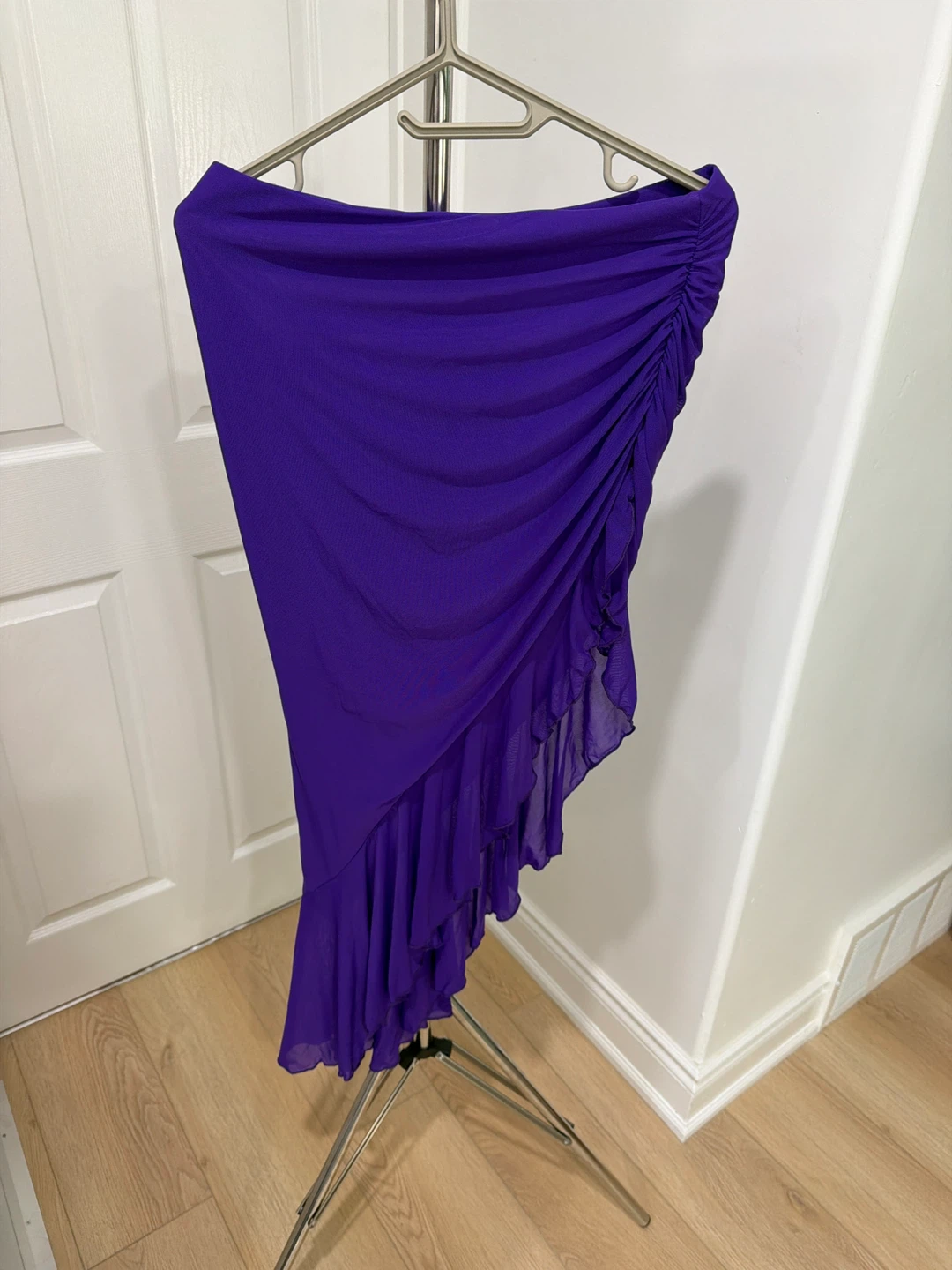 SHEIN Bae Ruched Ruffle Skirt - Purple