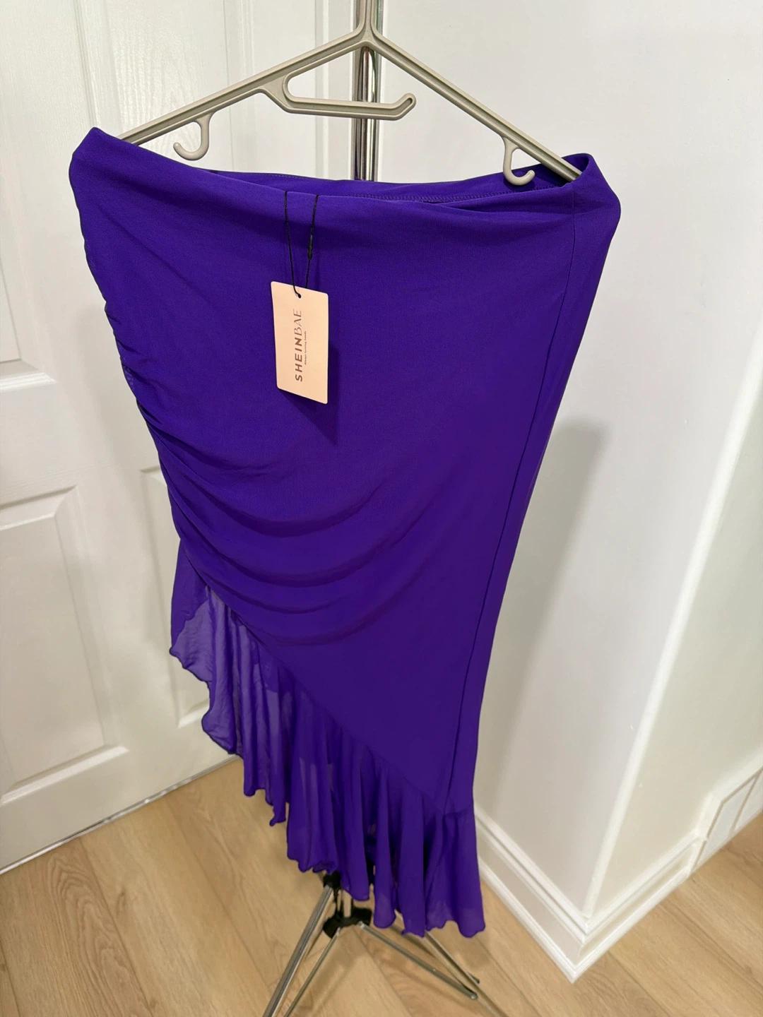 SHEIN Bae Ruched Ruffle Skirt - Purple - photo 2