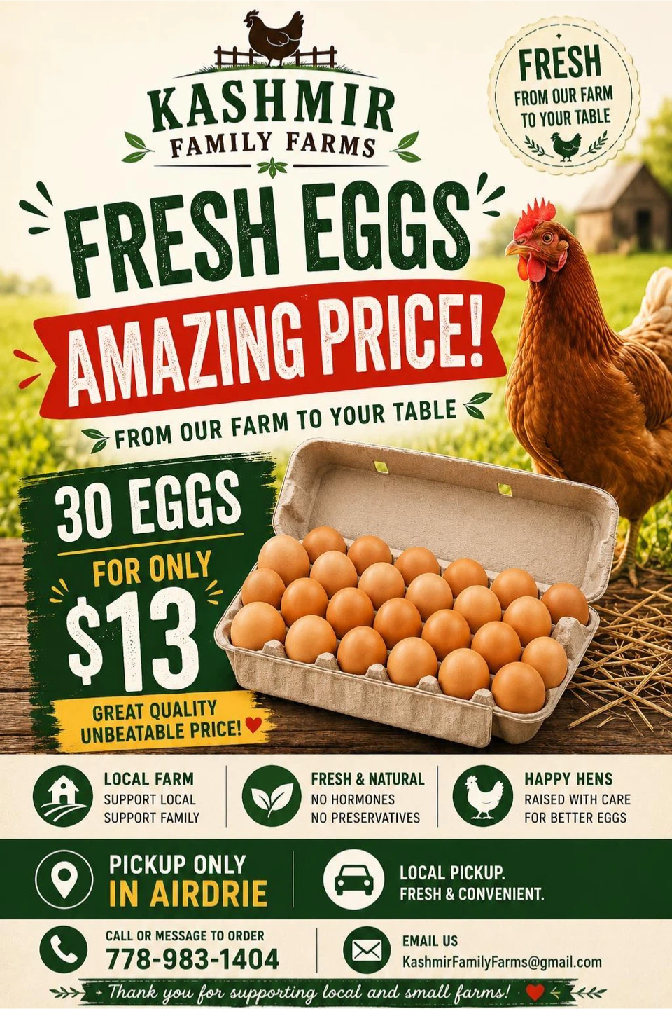 Kashmir Family Farms Fresh Eggs - 30 Count