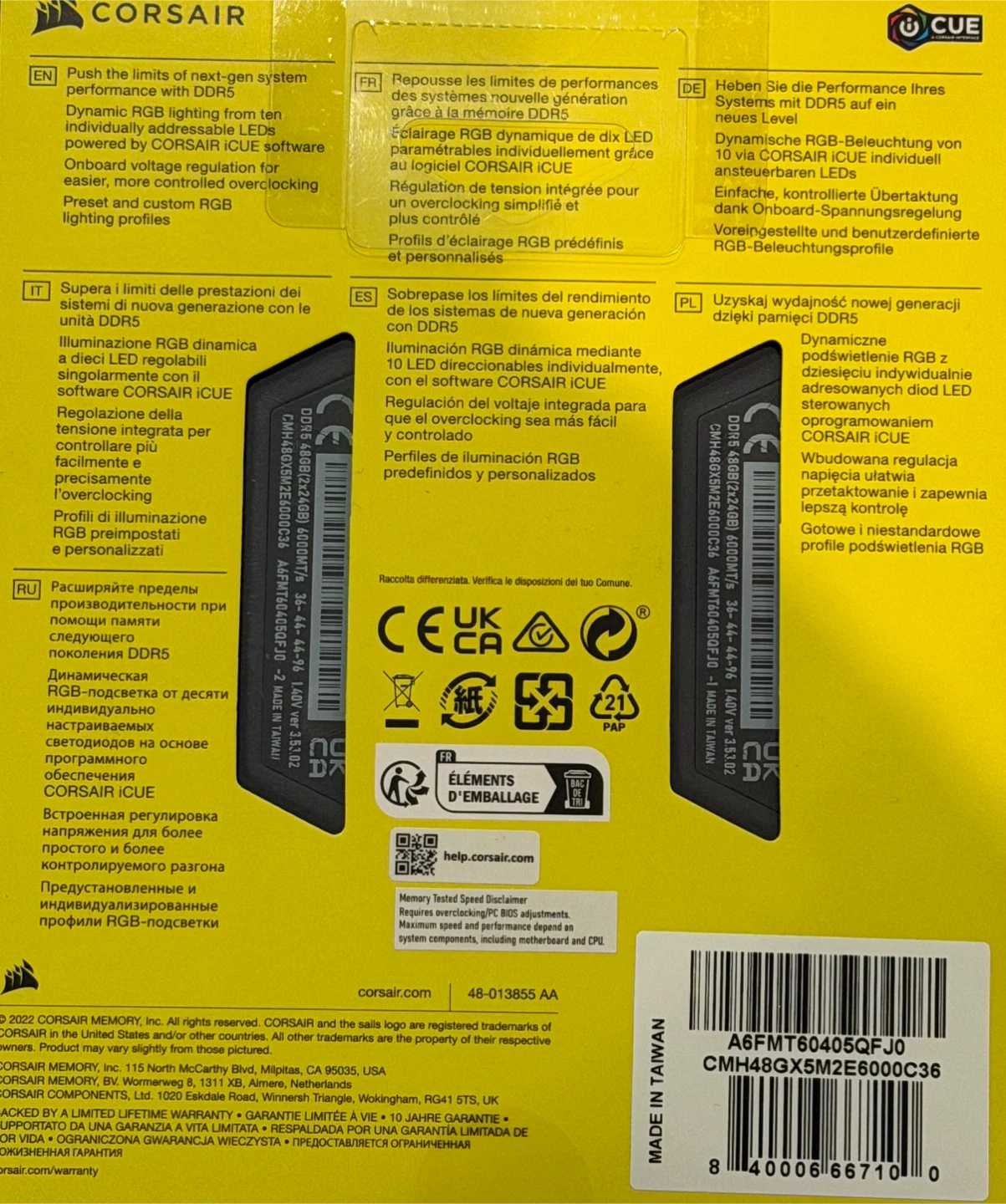 BNIB Corsair Vengeance RGB DDR5 RAM 48GB (2x24GB) 6000MT/s - photo 2