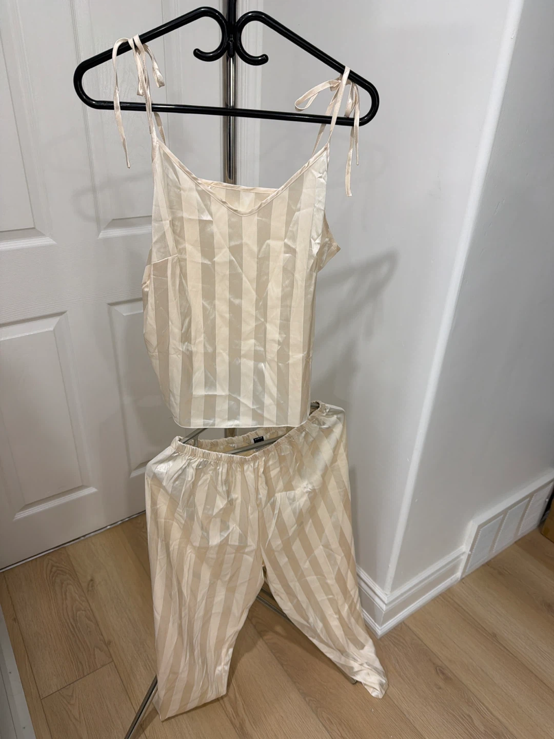 Cream Striped Pajama Set