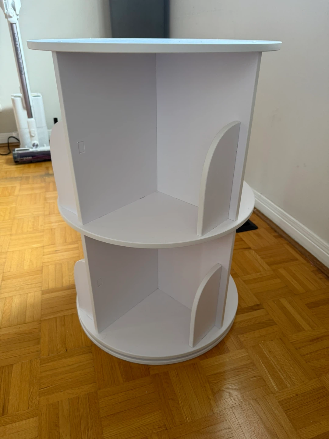 White 2-Tier Rotating Bookshelf - photo 2