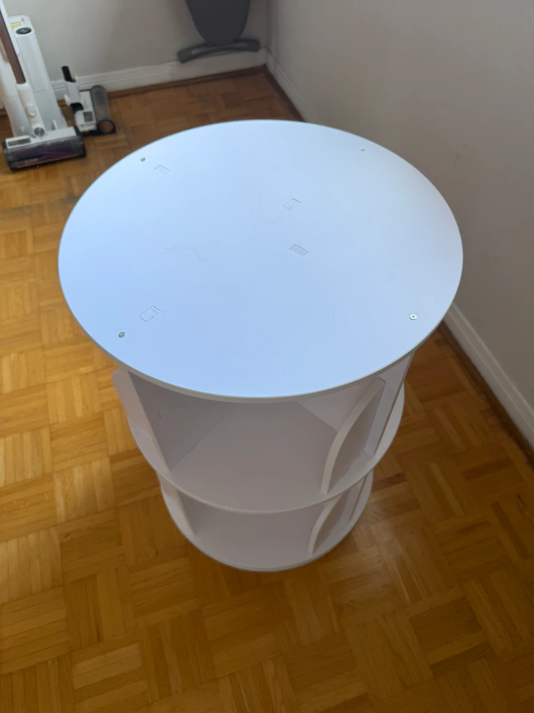 White 2-Tier Rotating Bookshelf - photo 3