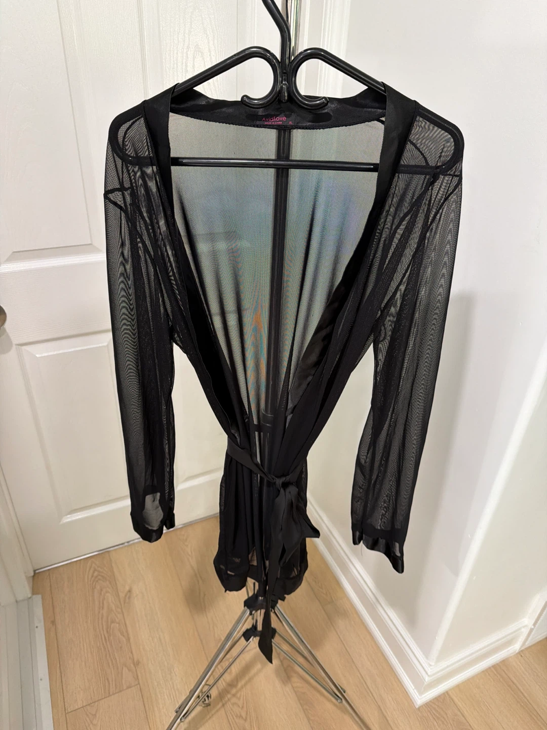 Black Mesh Kimono Robe