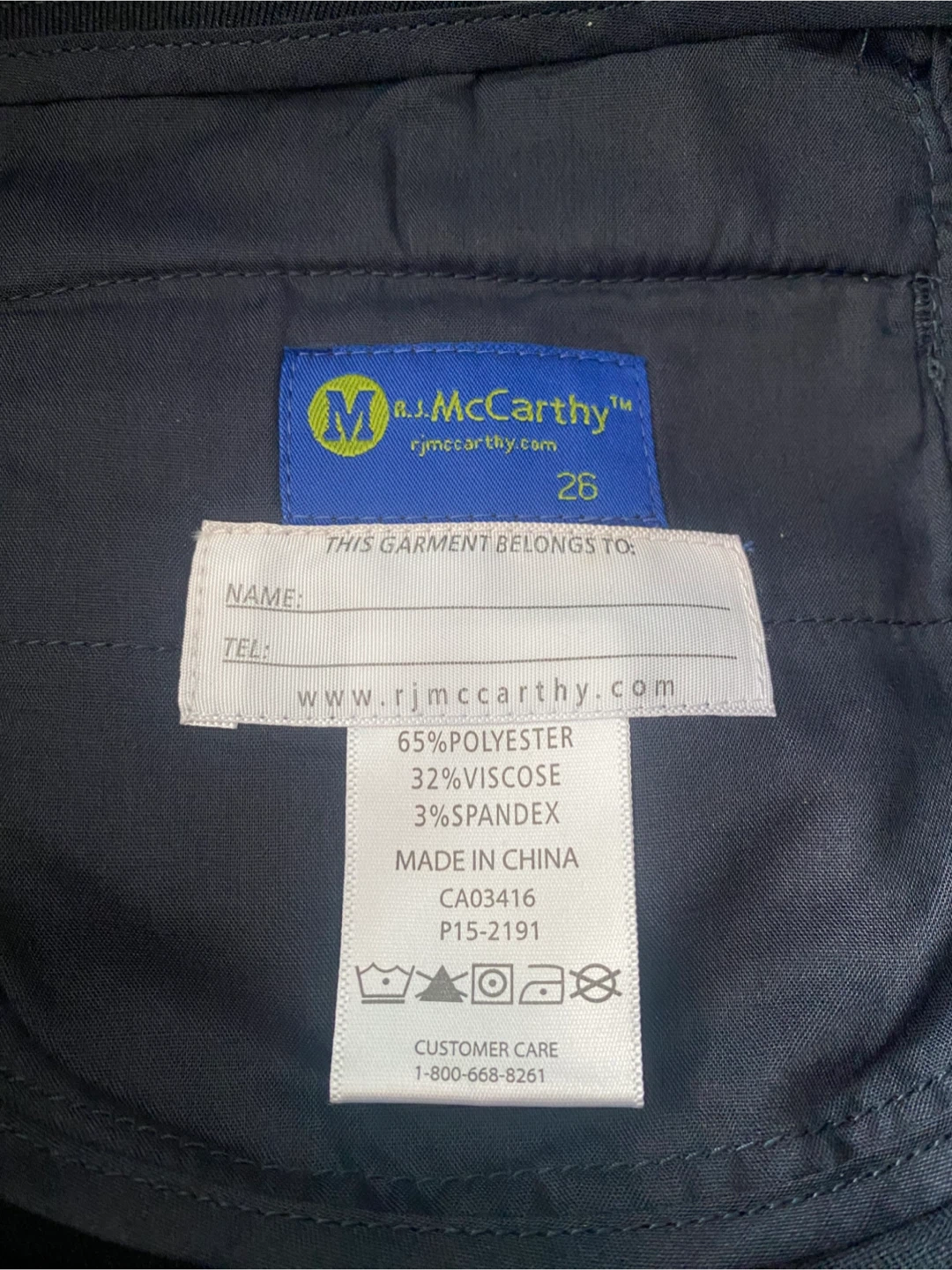 R.J. McCarthy navy trousers size 26 - photo 3