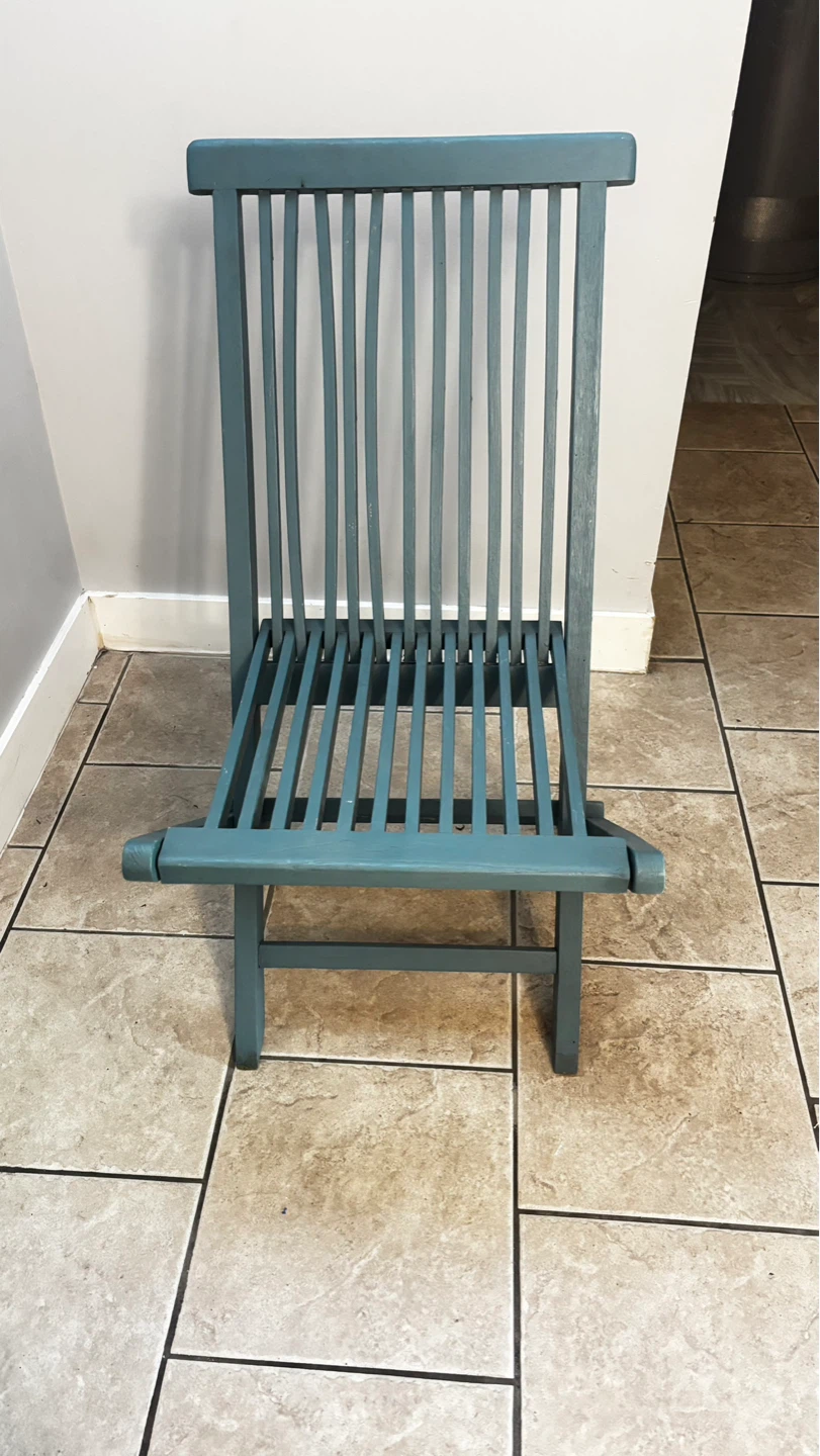 Teal Folding Wooden Chair - photo 2