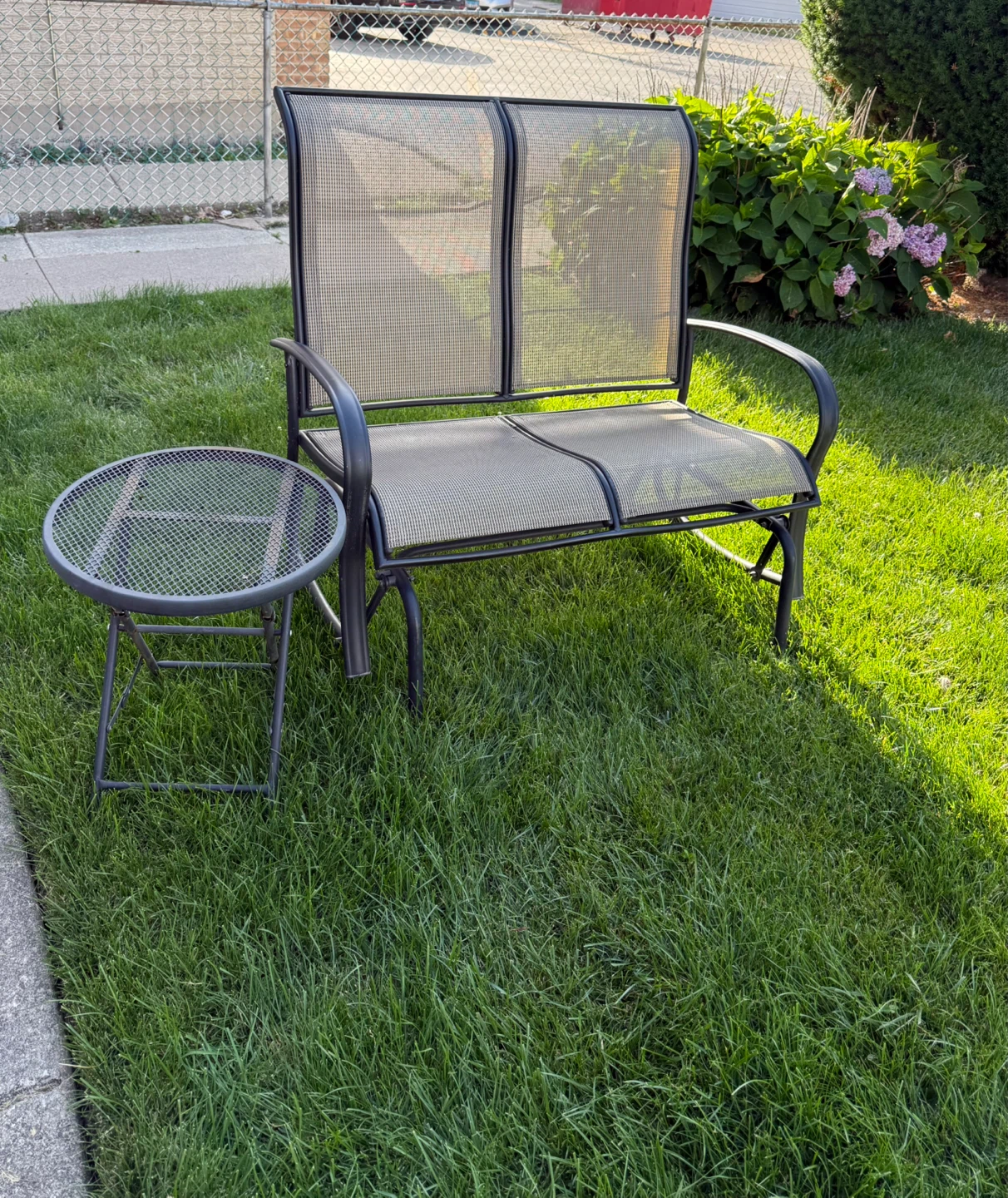 Glider Bench with Side Table. $100.00 or best offer