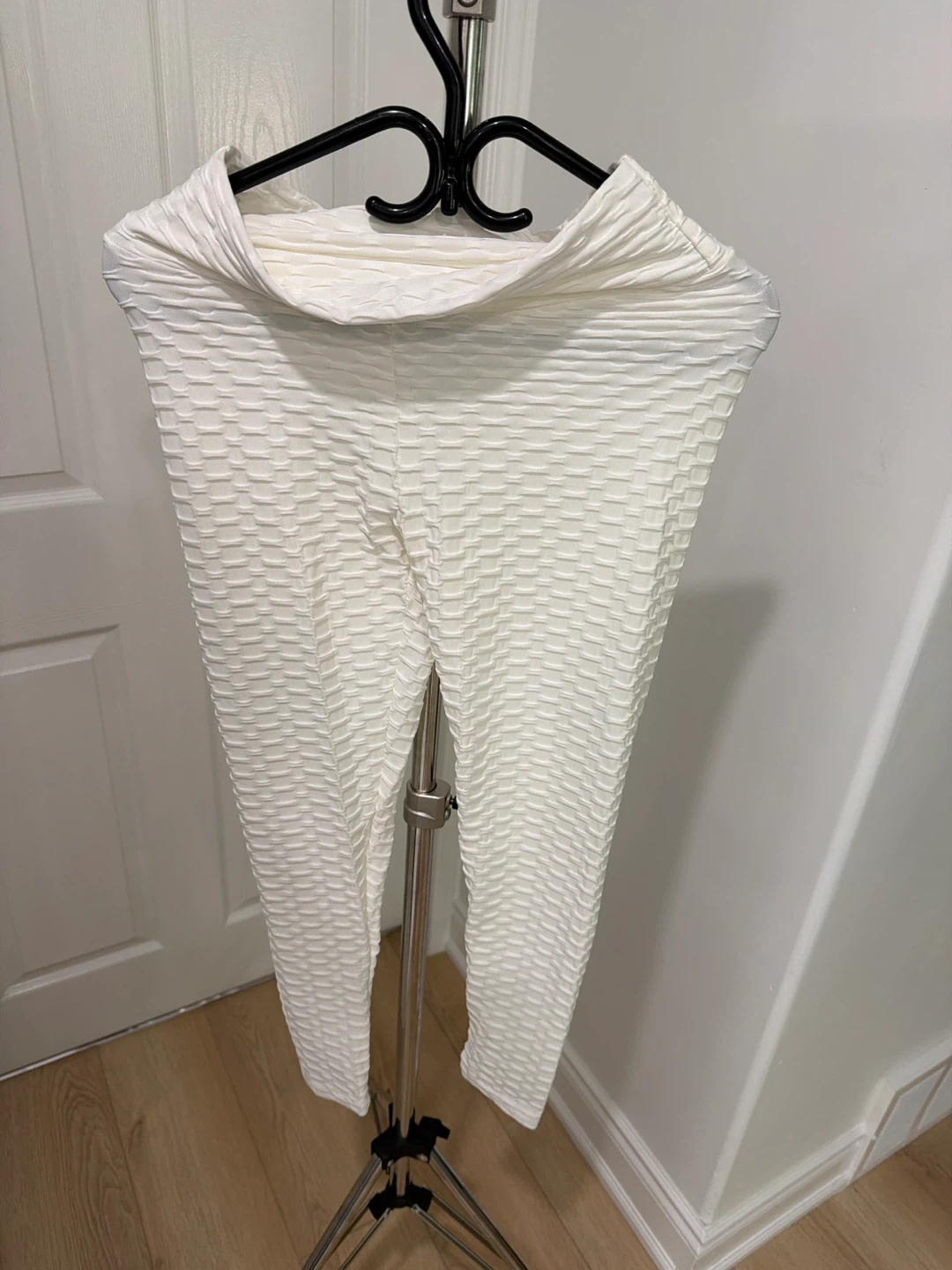 White Textured Leggings