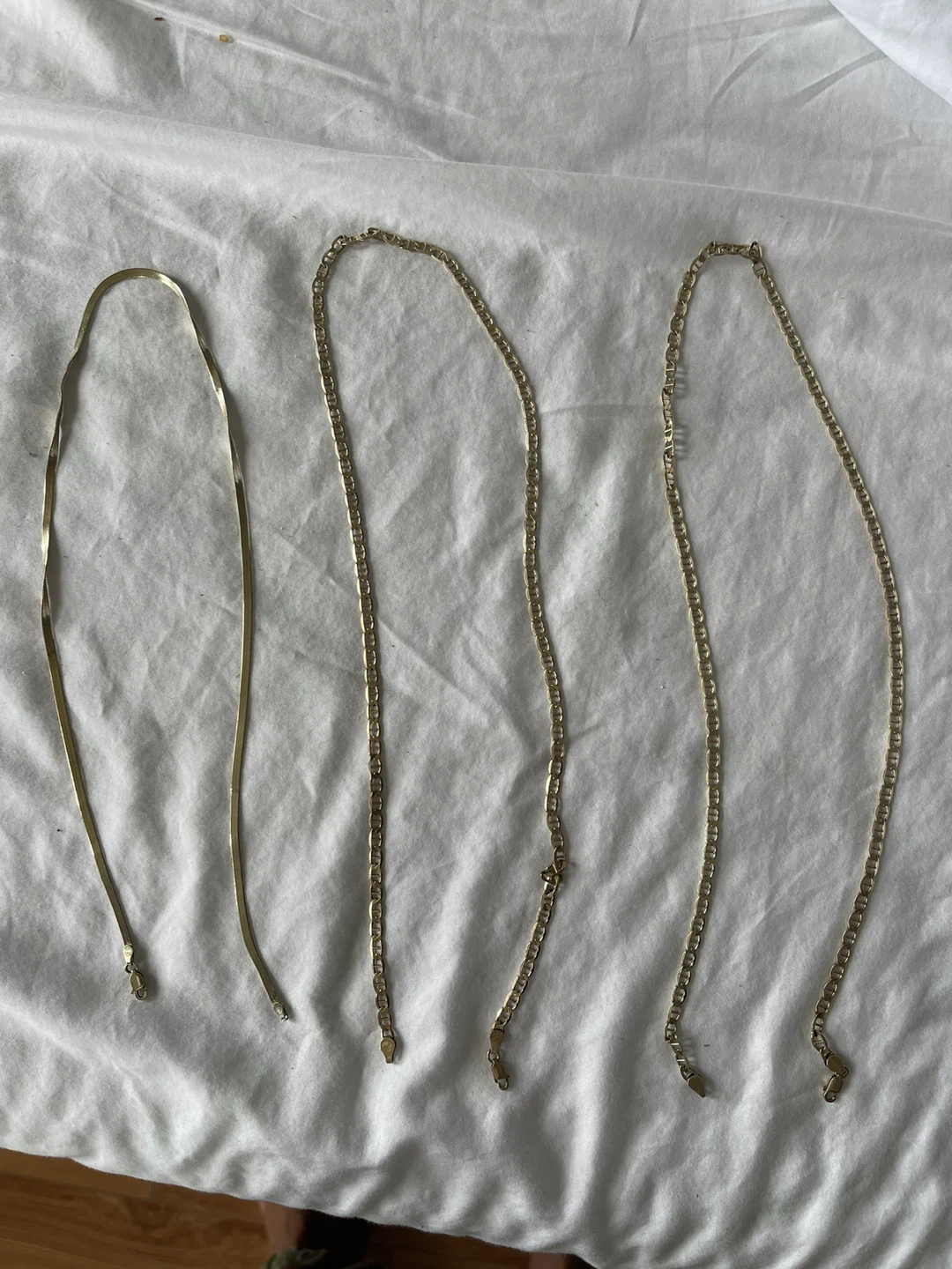 Gold Tone Chains (3) - Herringbone & Figaro Styles