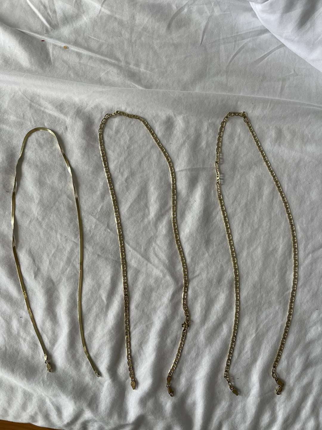 Gold Tone Chains (3) - Herringbone & Figaro Styles - photo 2