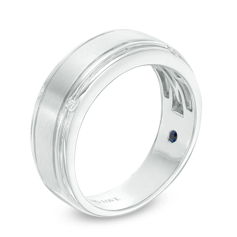 Men's 0.04 CT. T.W. Diamond 4 Stone Wedding Band 14K White Gold