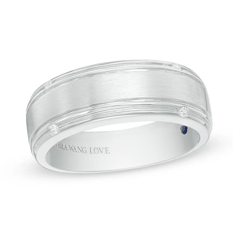 Men's 0.04 CT. T.W. Diamond 4 Stone Wedding Band 14K White Gold - photo 2