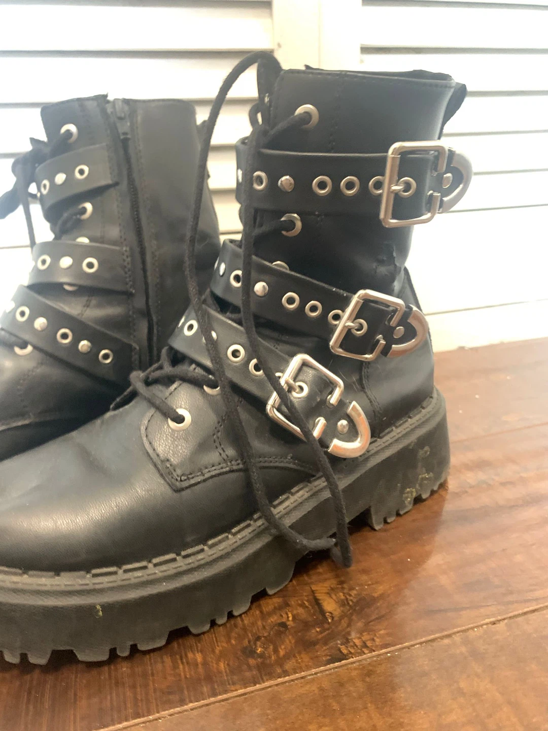 Black buckle boots