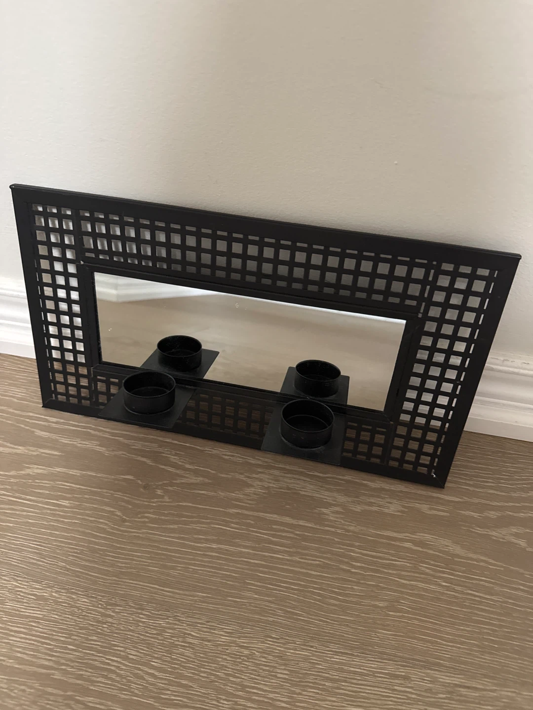 Black Metal Mirror with 2 Candle Holders