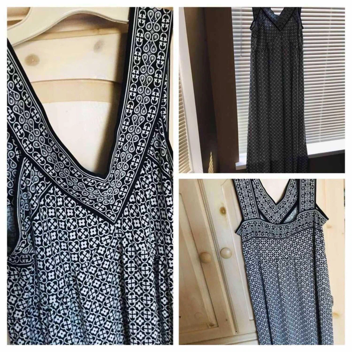 NEW Maxi Dress Black & White Geometric Print
