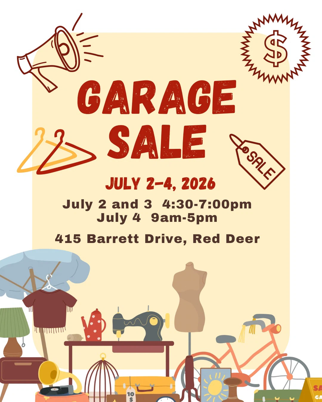 Garage Sale in Red Deer - July 2-4, 2026
