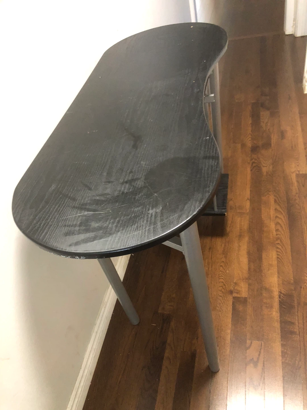 16x32x55 inch ikea Black Wood Top Side Table with Silver Legs - photo 3