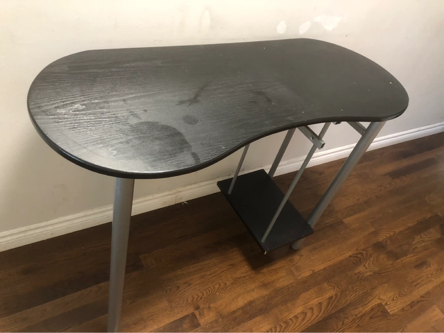 16x32x55 inch ikea Black Wood Top Side Table with Silver Legs