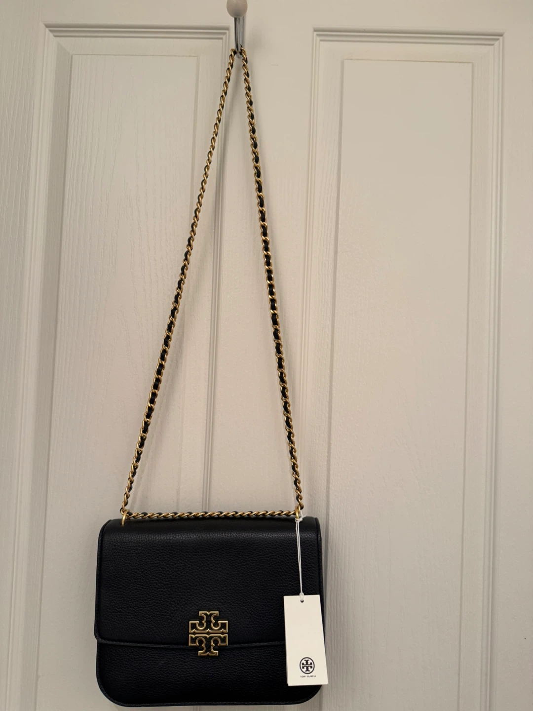Authentic Tory Burch Britten Pebbled Adjustable Shoulder Bag - photo 4